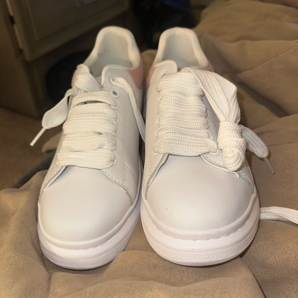White and Pink Sneakers